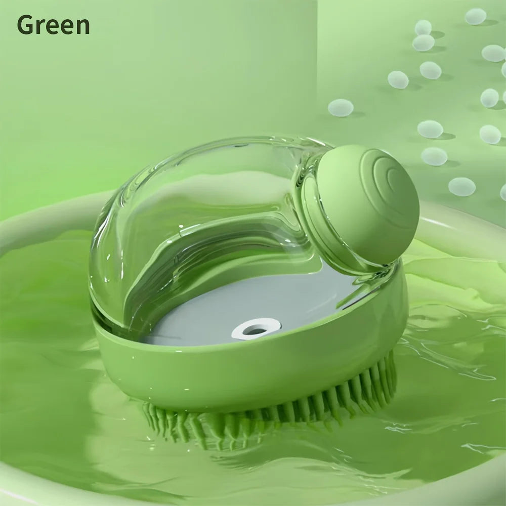 Dog Bath Brush with Soap Dispenser Silicone Bristle Pet Grooming Massage Shampoo Dog Brush Haired Dogs Cats Plastic Bathing Tool